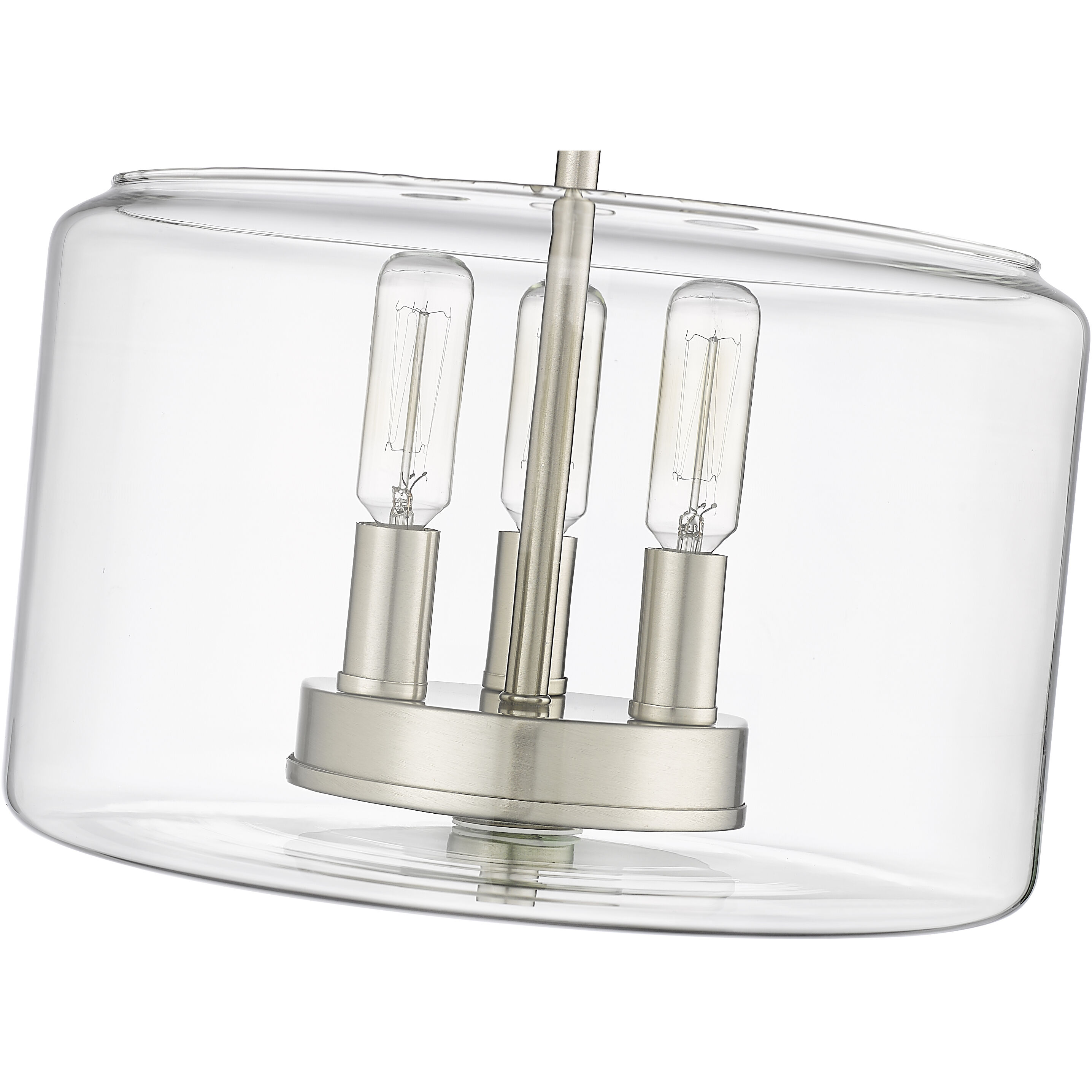 Asheville 3 Light 11 inch Brushed Nickel Semi-Flush Mount Ceiling Light